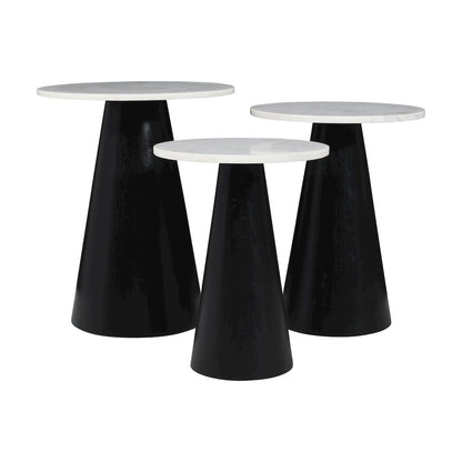 Nolan Marble Top Three Pack Solid Wood Accent Table Set