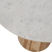 Nolan Luxury Mid-Century Modern 30" Round Marble and Wood Pedestal Dining Table