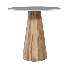 Nolan Luxury Mid-Century Modern 30" Round Marble and Wood Pedestal Dining Table