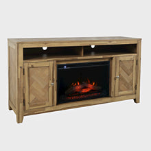 Modern Transitional 60" Chevron Fireplace Storage Console TV Stand