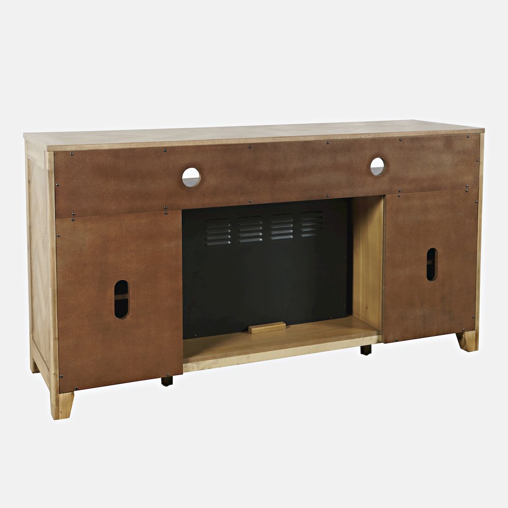Modern Transitional 60" Chevron Fireplace Storage Console TV Stand