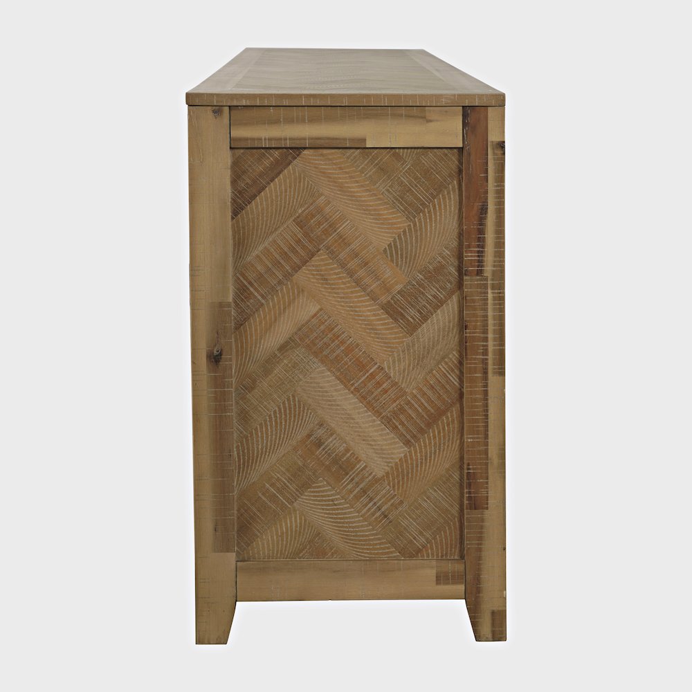 Modern Transitional 60" Chevron Fireplace Storage Console TV Stand