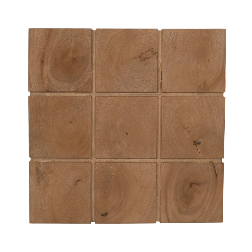 Sequoia 22" Solid Wood Modern Rustic Cube Carved End Table