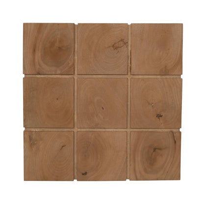 Sequoia 22" Solid Wood Modern Rustic Cube Carved End Table