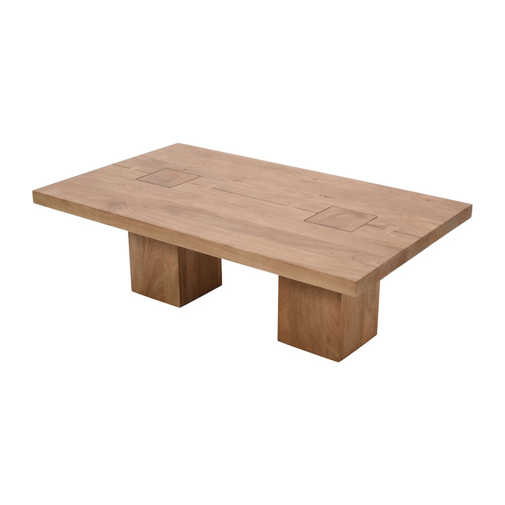 Modern Rustic 54" Solid Wood Double Pedestal Coffee Table