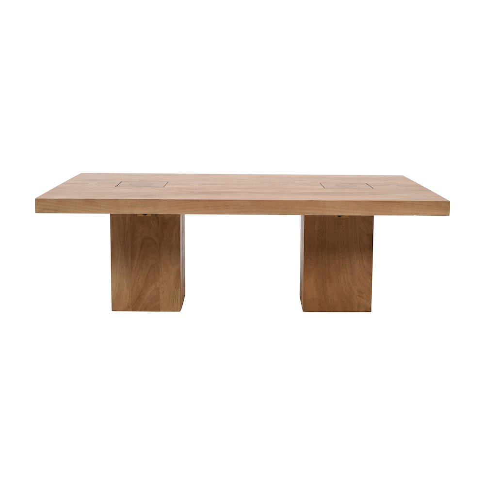 Modern Rustic 54" Solid Wood Double Pedestal Coffee Table