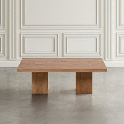 Modern Rustic 54" Solid Wood Double Pedestal Coffee Table
