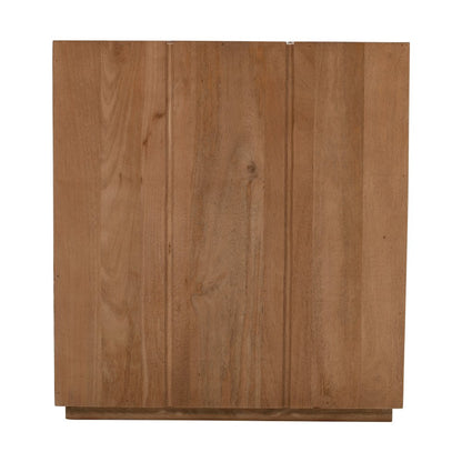 Sequoia 22" Solid Wood Modern Rustic Cube Carved End Table