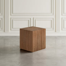 Sequoia 22" Solid Wood Modern Rustic Cube Carved End Table