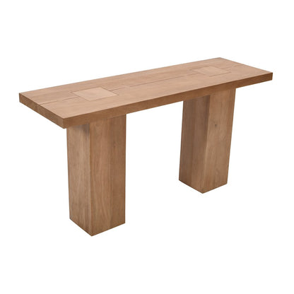 Modern Rustic 58" Solid Wood Double Pedestal Console Sofa Table