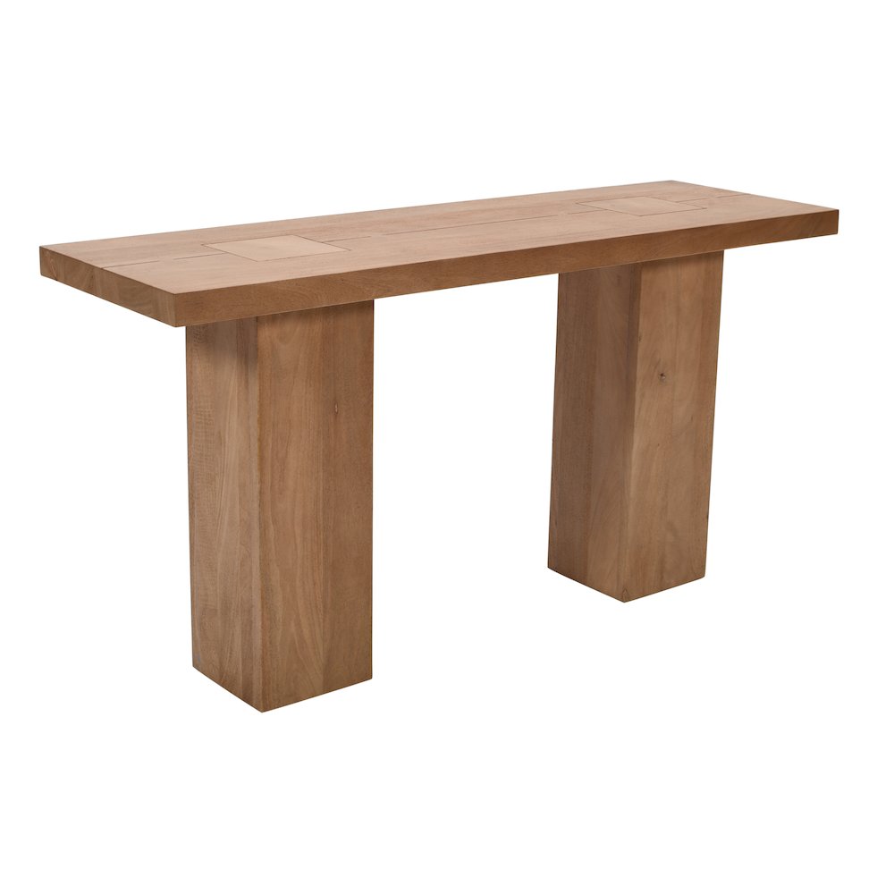 Modern Rustic 58" Solid Wood Double Pedestal Console Sofa Table