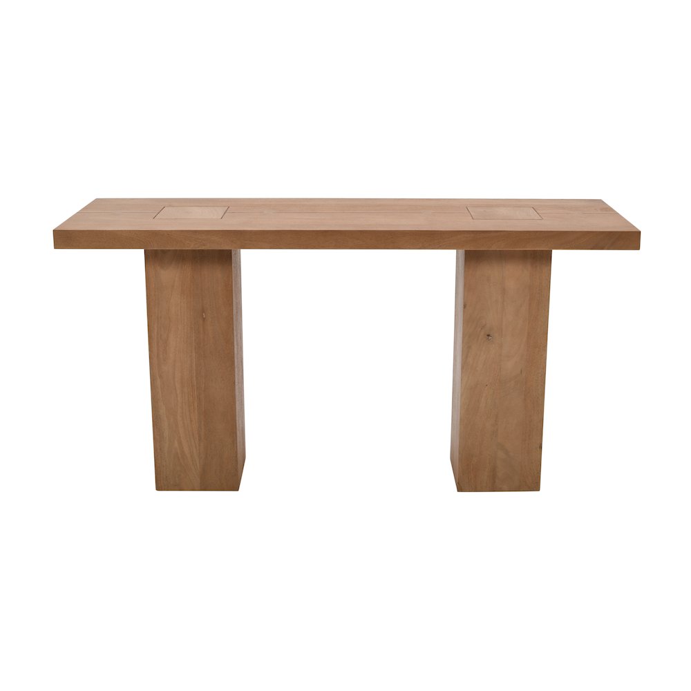 Modern Rustic 58" Solid Wood Double Pedestal Console Sofa Table