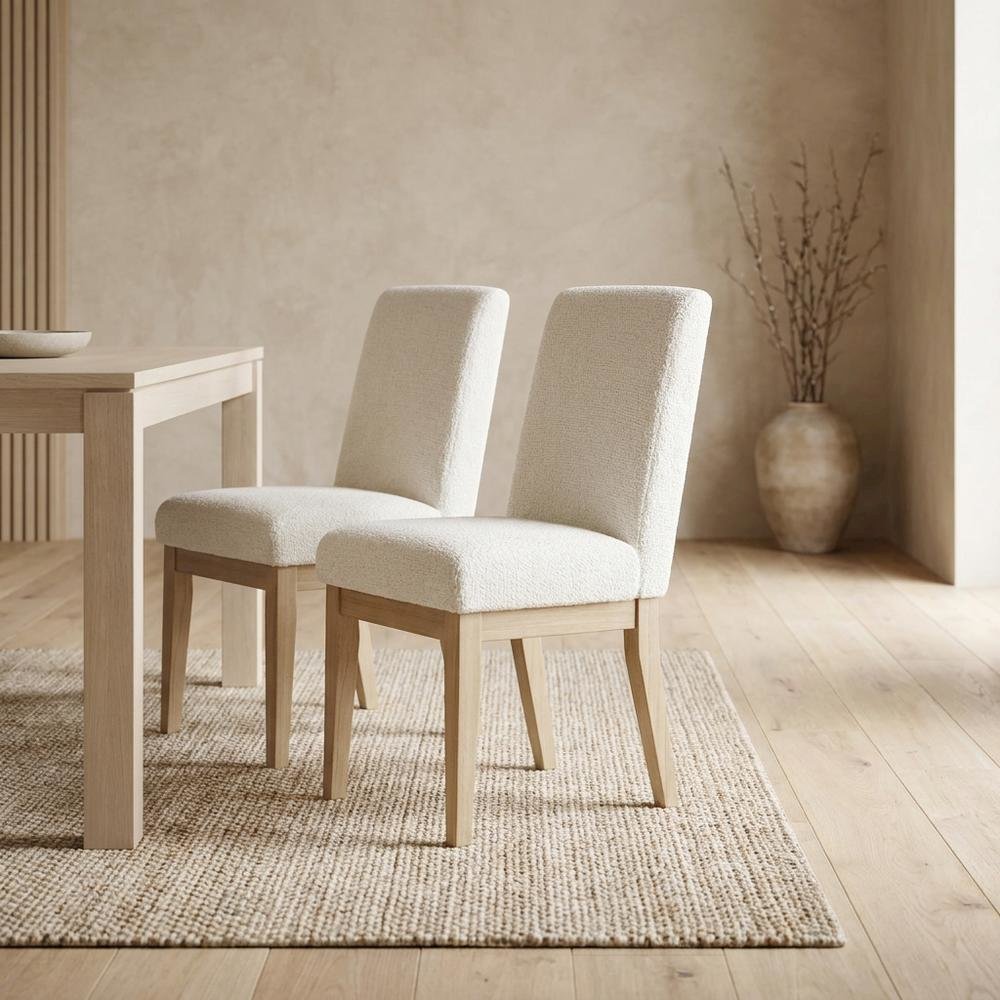 Solid Wood Upholstered Parsons Dining Chairs, Brown, Set of 2
