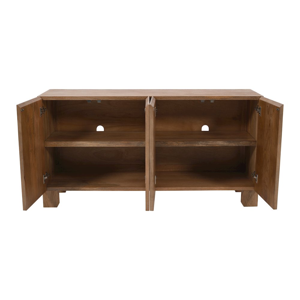 Sequoia 62" Modern Rustic Solid Wood Four Door Sideboard Storage Cabinet