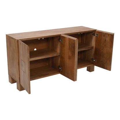 Sequoia 62" Modern Rustic Solid Wood Four Door Sideboard Storage Cabinet
