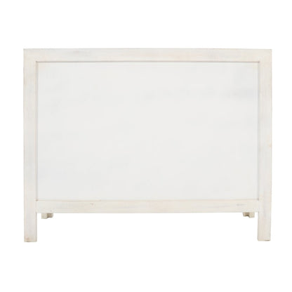 Jolie Rustic Solid Wood Global Boho Hand Carved Accent Chest with Three Drawers