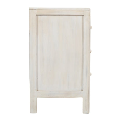 Jolie Rustic Solid Wood Global Boho Hand Carved Accent Chest with Three Drawers