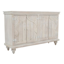 Taj 60" Hand Carved Solid Wood Global Bohemian Four-Door Sideboard Cabinet
