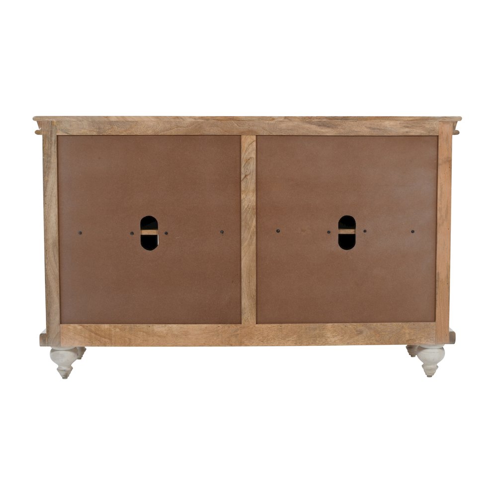 Taj 60" Hand Carved Solid Wood Global Bohemian Four-Door Sideboard Cabinet