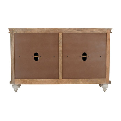 Taj 60" Hand Carved Solid Wood Global Bohemian Four-Door Sideboard Cabinet