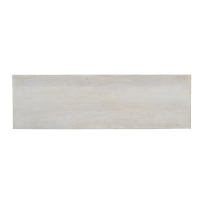 Hand-Carved Mango Wood Distressed Four-Door Sideboard Buffet Cabinet, White Wash
