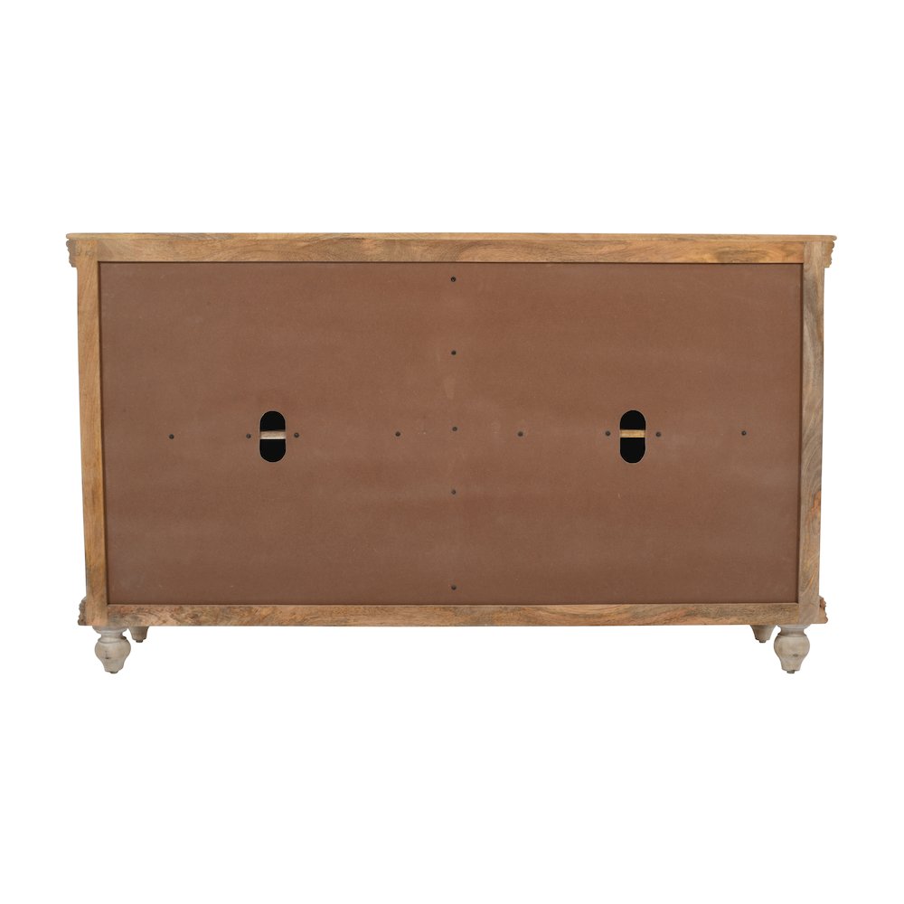 Adele 71" Hand Carved Solid Wood Rustic Four-Door Sideboard Cabinet