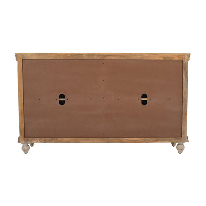 Adele 71" Hand Carved Solid Wood Rustic Four-Door Sideboard Cabinet
