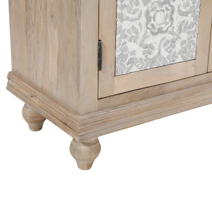 Adele 71" Hand Carved Solid Wood Rustic Four-Door Sideboard Cabinet