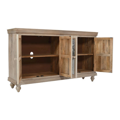 Adele 71" Hand Carved Solid Wood Rustic Four-Door Sideboard Cabinet