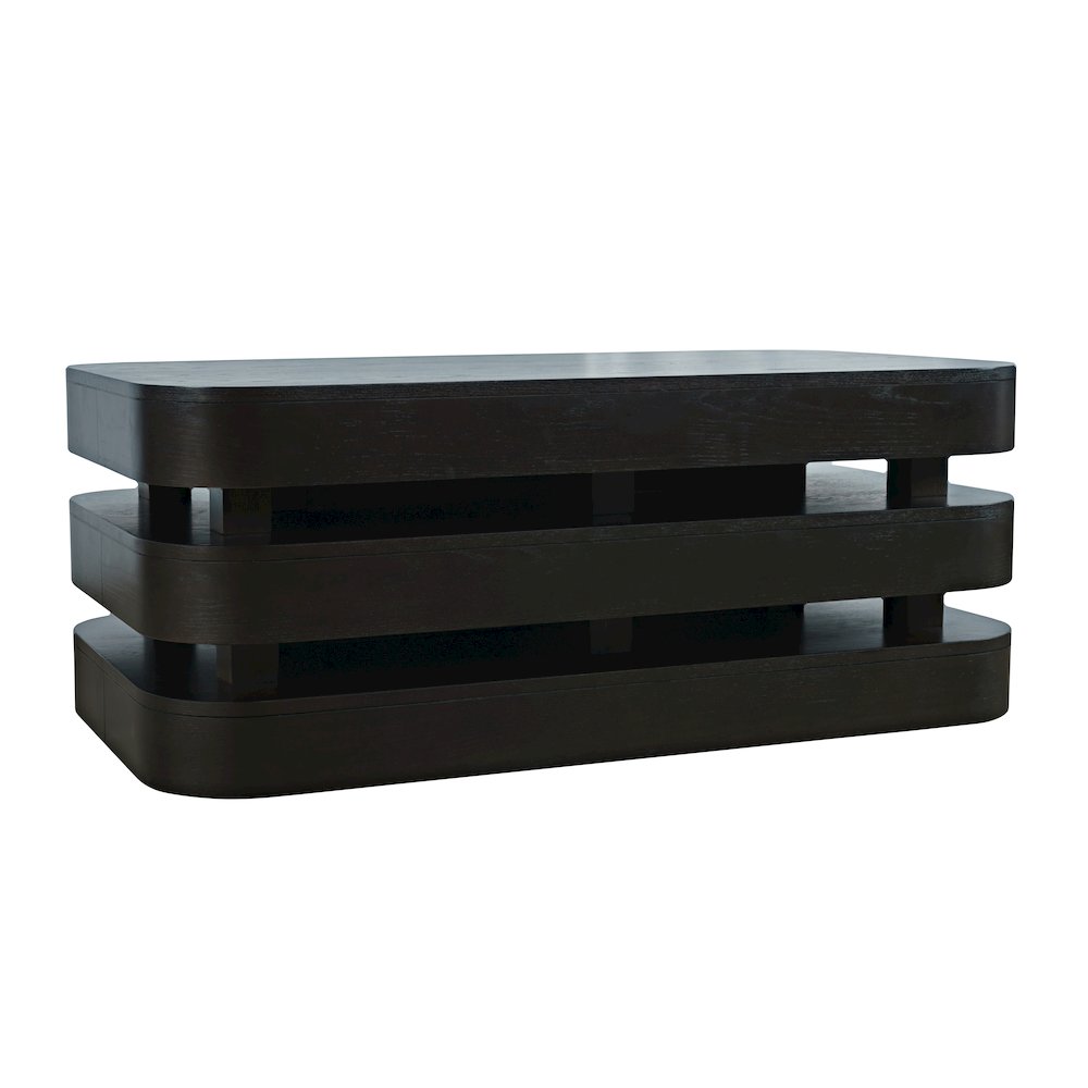 Mid-Century Modern Floating Sculpture Layered Coffee Table with Caster Wheels