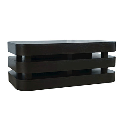 Mid-Century Modern Floating Sculpture Layered Coffee Table with Caster Wheels
