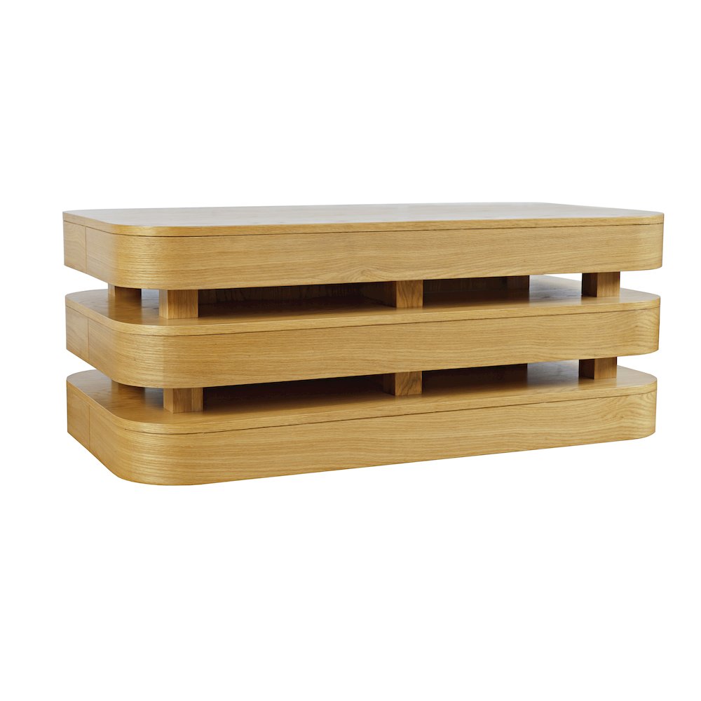 Mid-Century Modern Floating Sculpture Layered Coffee Table with Caster Wheels