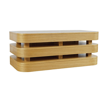 Mid-Century Modern Floating Sculpture Layered Coffee Table with Caster Wheels