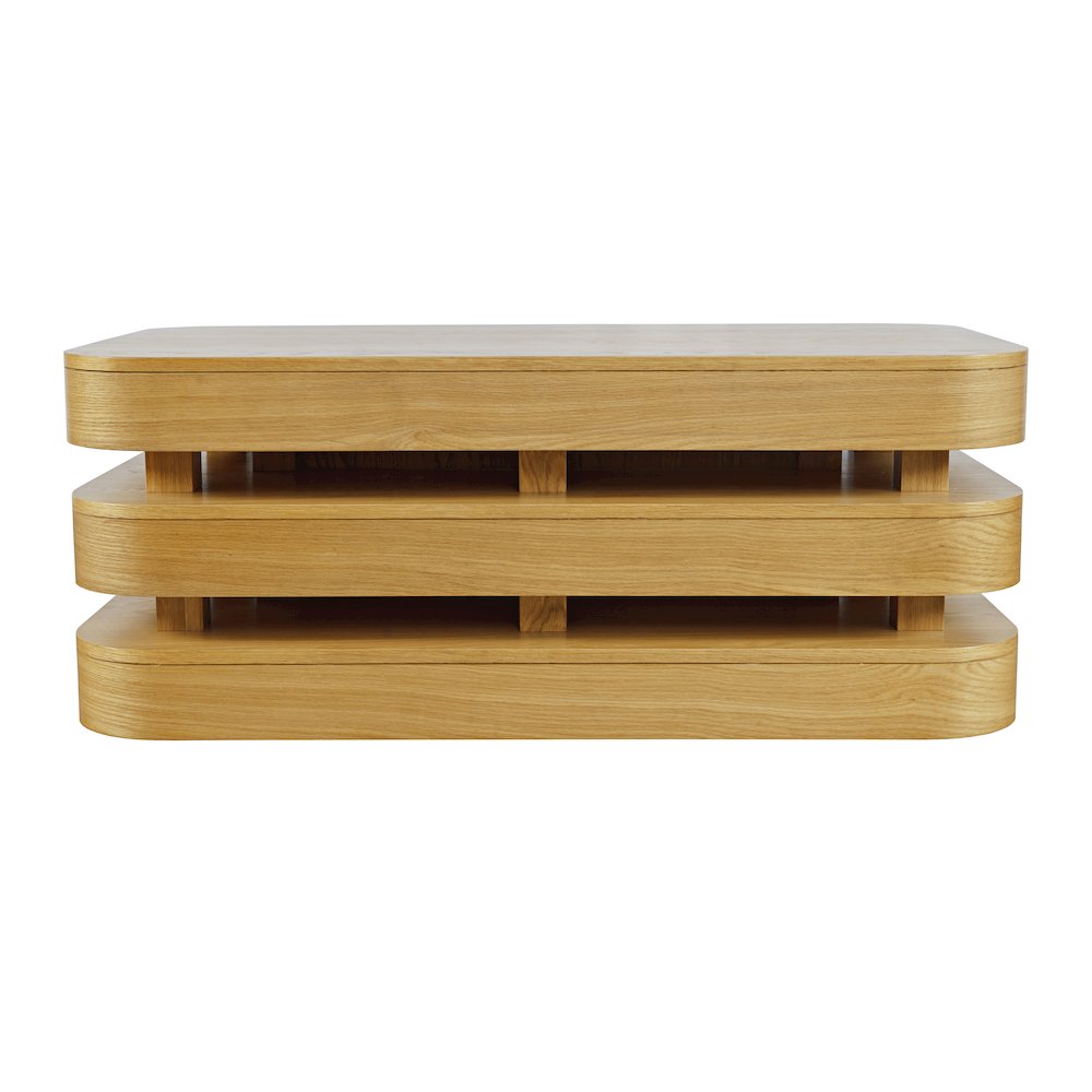 Mid-Century Modern Floating Sculpture Layered Coffee Table with Caster Wheels
