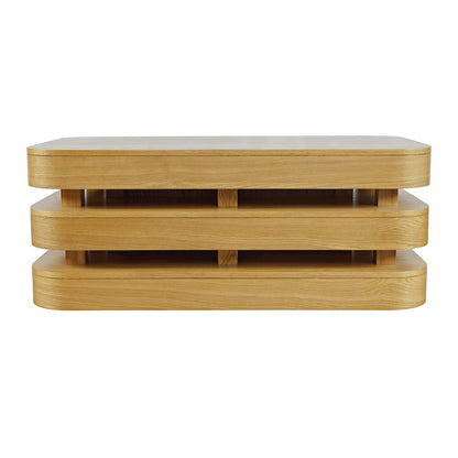 Mid-Century Modern Floating Sculpture Layered Coffee Table with Caster Wheels