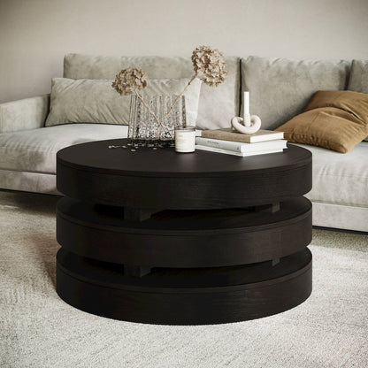 Mid-Century Modern Floating Sculpture Round Layered Coffee Table