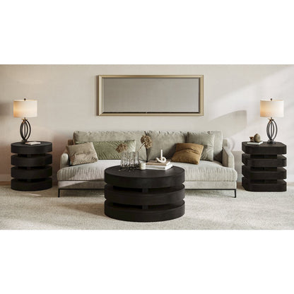 Brix Mid-Century Modern Floating Sculpture Layered Square End Table