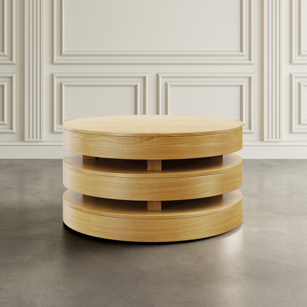 Mid-Century Modern Floating Sculpture Round Layered Coffee Table