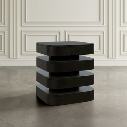 Brix Mid-Century Modern Floating Sculpture Layered Square End Table