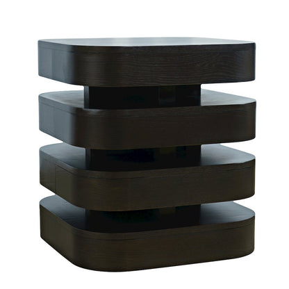 Brix Mid-Century Modern Floating Sculpture Layered Square End Table