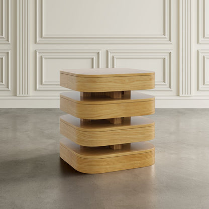 Brix Mid-Century Modern Floating Sculpture Layered Square End Table