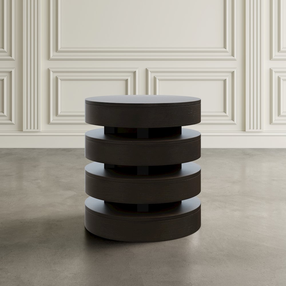 Brix Mid-Century Modern Floating Sculpture Layered Round End Table
