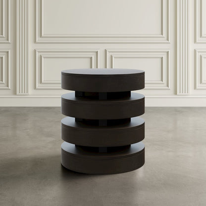 Brix Mid-Century Modern Floating Sculpture Layered Round End Table