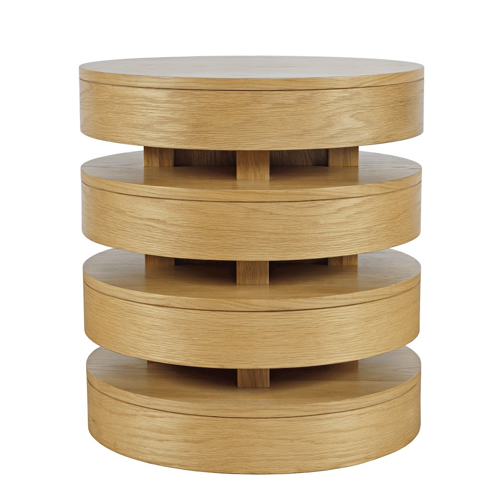 Brix Mid-Century Modern Floating Sculpture Layered Round End Table