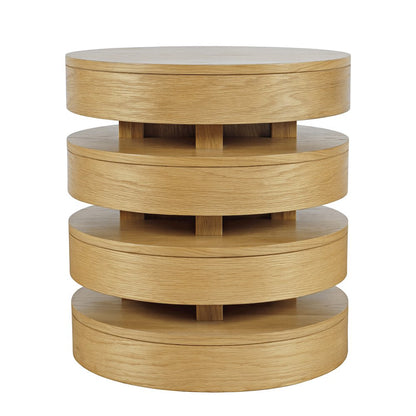 Brix Mid-Century Modern Floating Sculpture Layered Round End Table