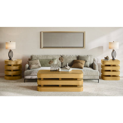 Brix Mid-Century Modern Floating Sculpture Layered Round End Table