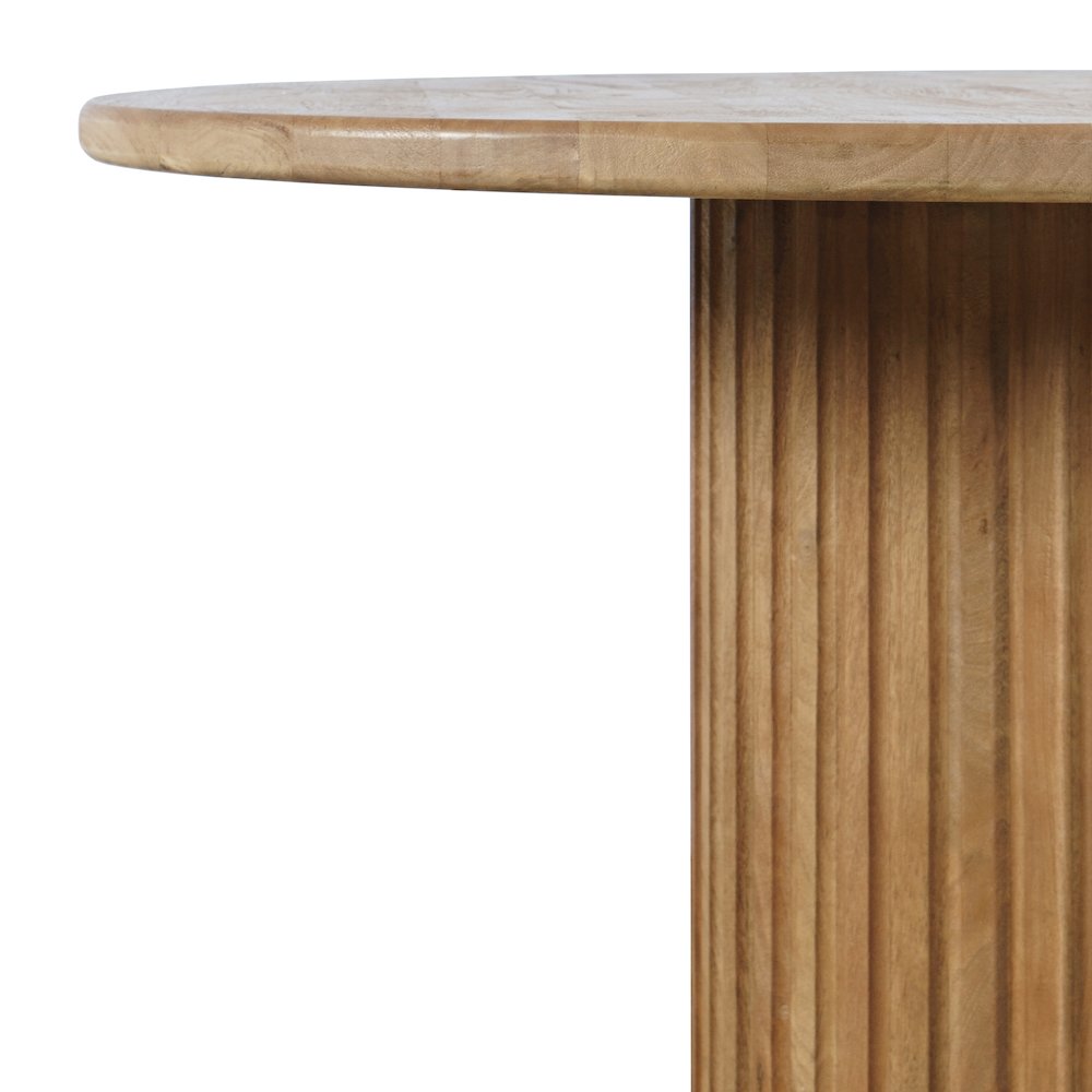 Breck Solid Wood 48" Round Mid-Century Modern Fluted Pedestal Dining Table