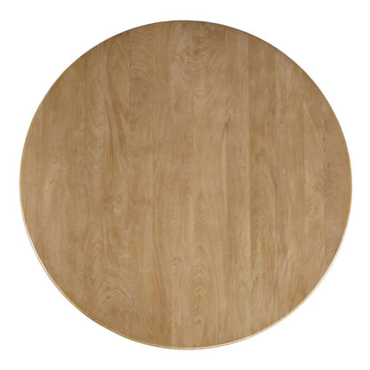Breck Solid Wood 48" Round Mid-Century Modern Fluted Pedestal Dining Table