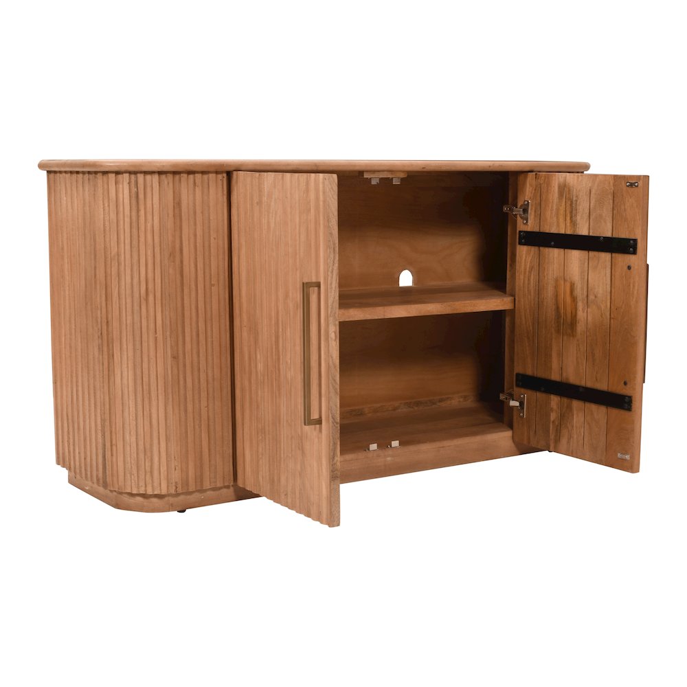Breck Solid Wood 60" Mid-Century Modern Curved Sideboard Bar Storage Cabinet