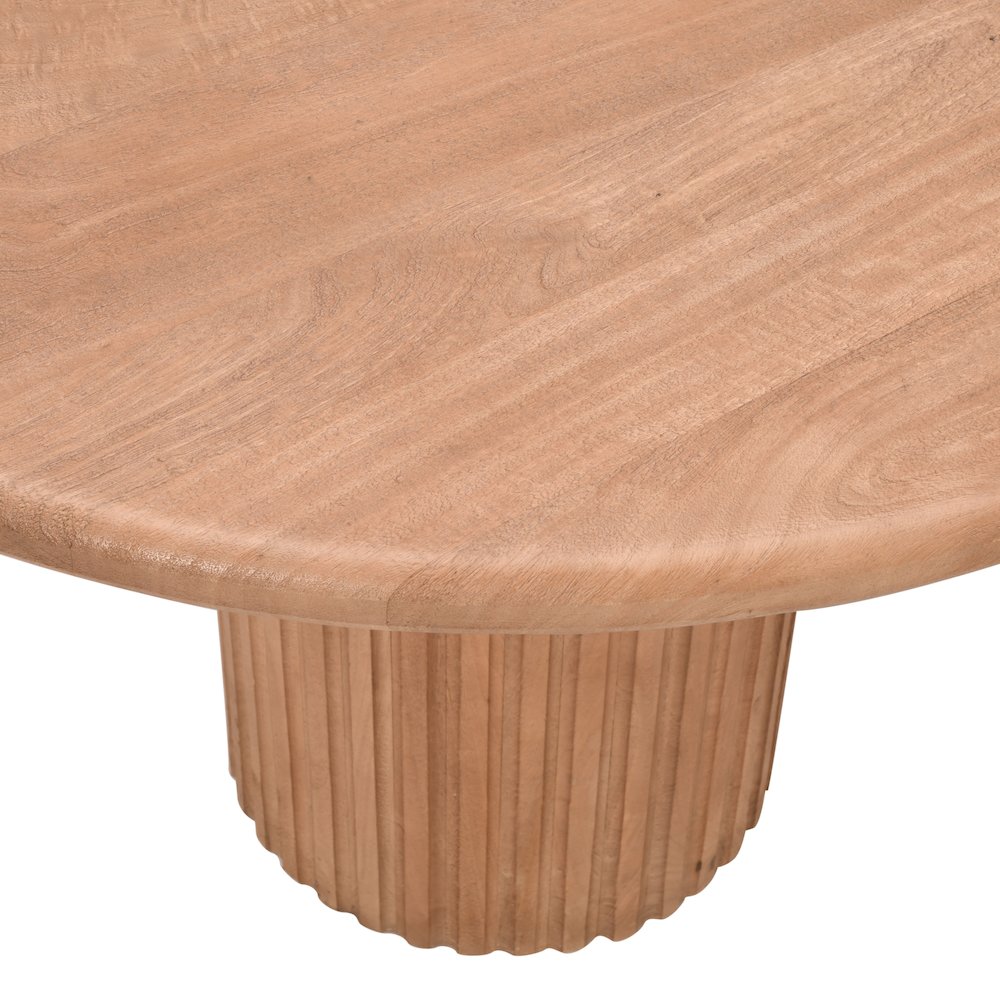 Breck Solid Wood 84" Mid-Century Modern Fluted Double Pedestal Dining Table